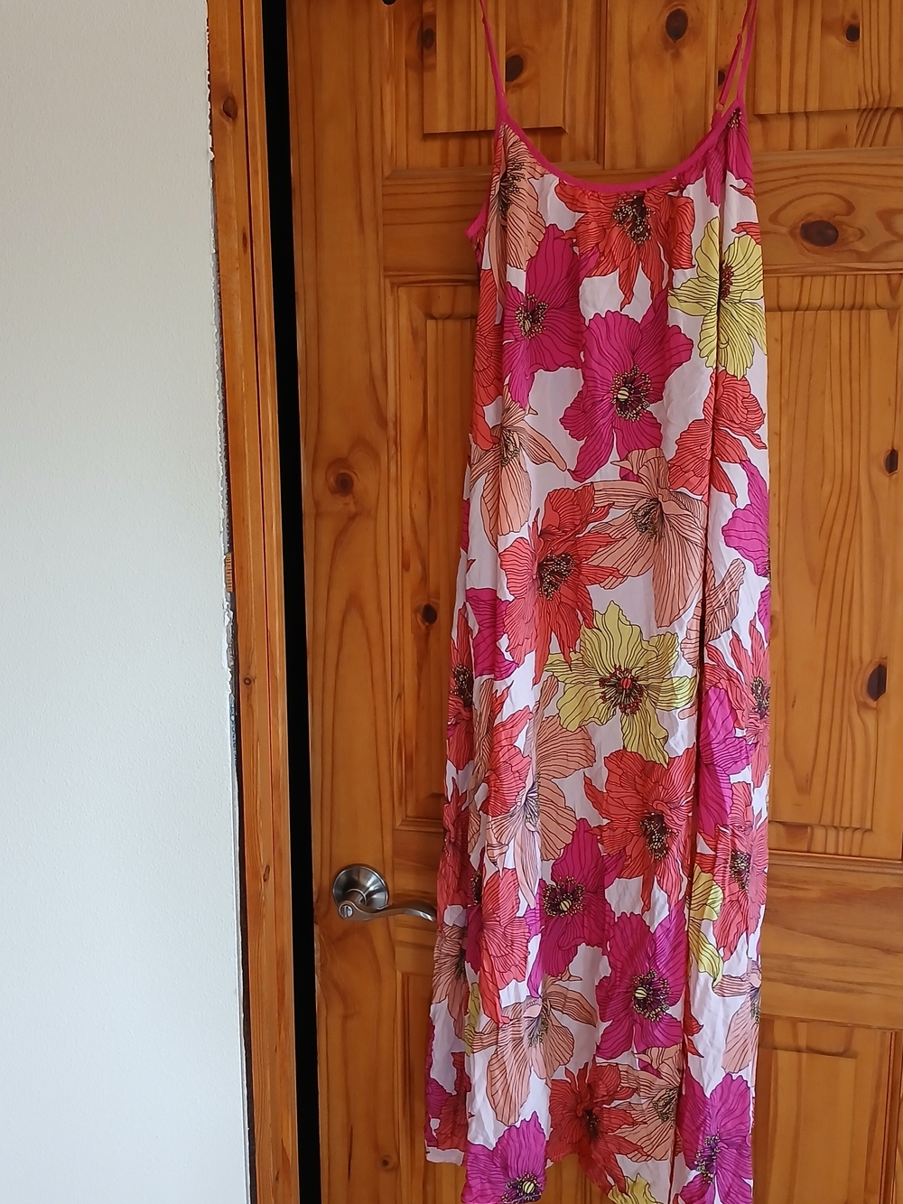 Floral Spaghetti-Strap Maxi Dress in Pink and Coral